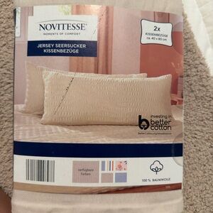 Cream Jersey Seersucker Pillowcases - Set of 2